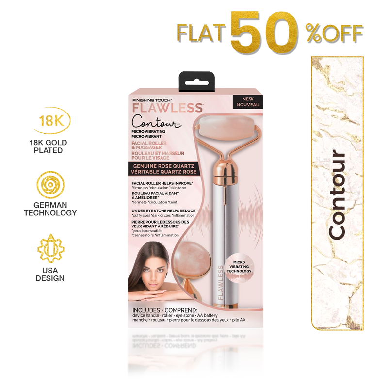 Contour Micro Vibrating Facial Rose Quartz Roller & Massager